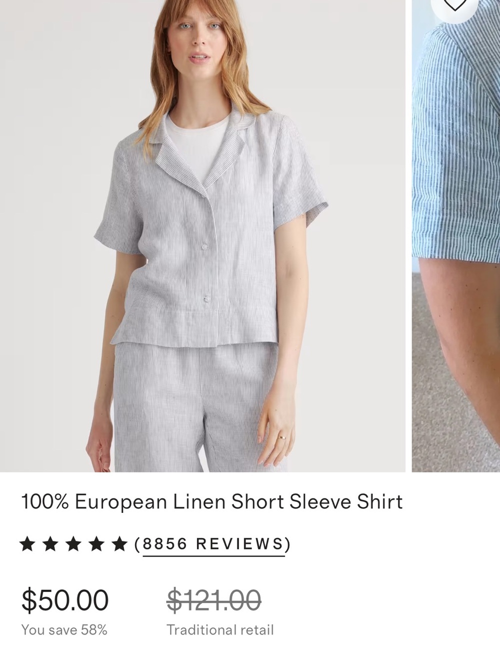 Quince Blue and White Stripe Short Sleeve Shirt